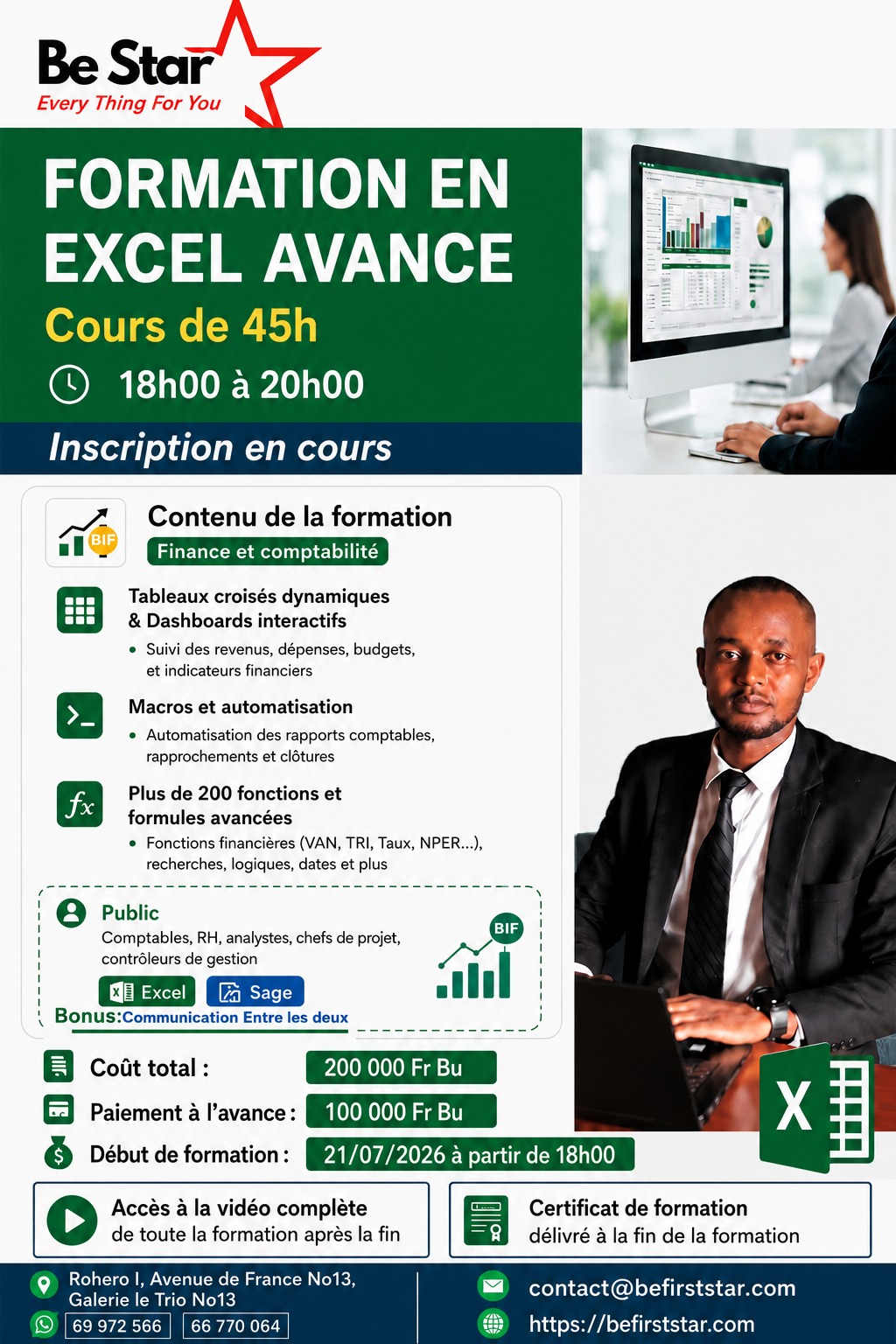 Offre de formation excel 45h